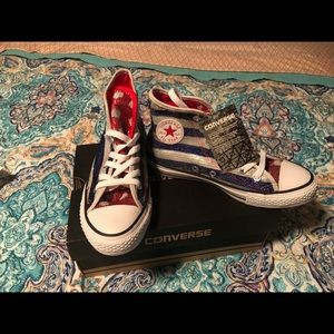 Converse Red White And Blue Sequin